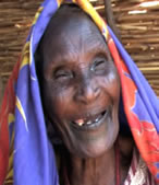 Old woman in refugee camp